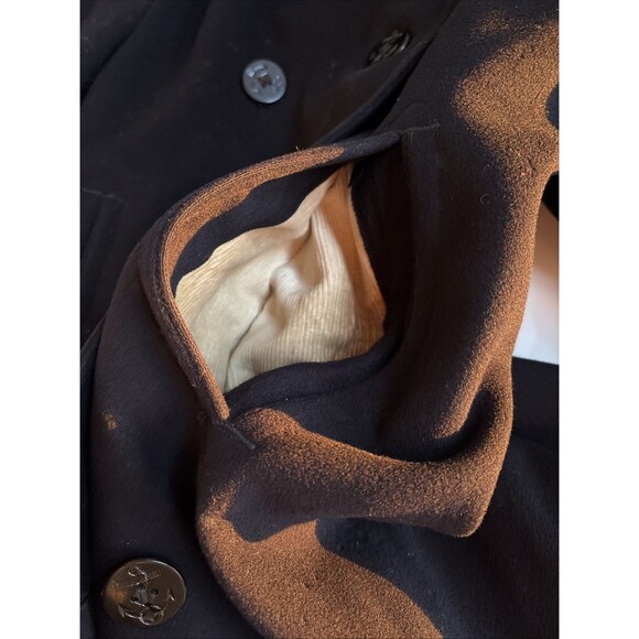 Vtg 40s WWII Military Navy Pea Coat Double Wool Naval Clothing Factory 36" Chest - Picture 4 of 10
